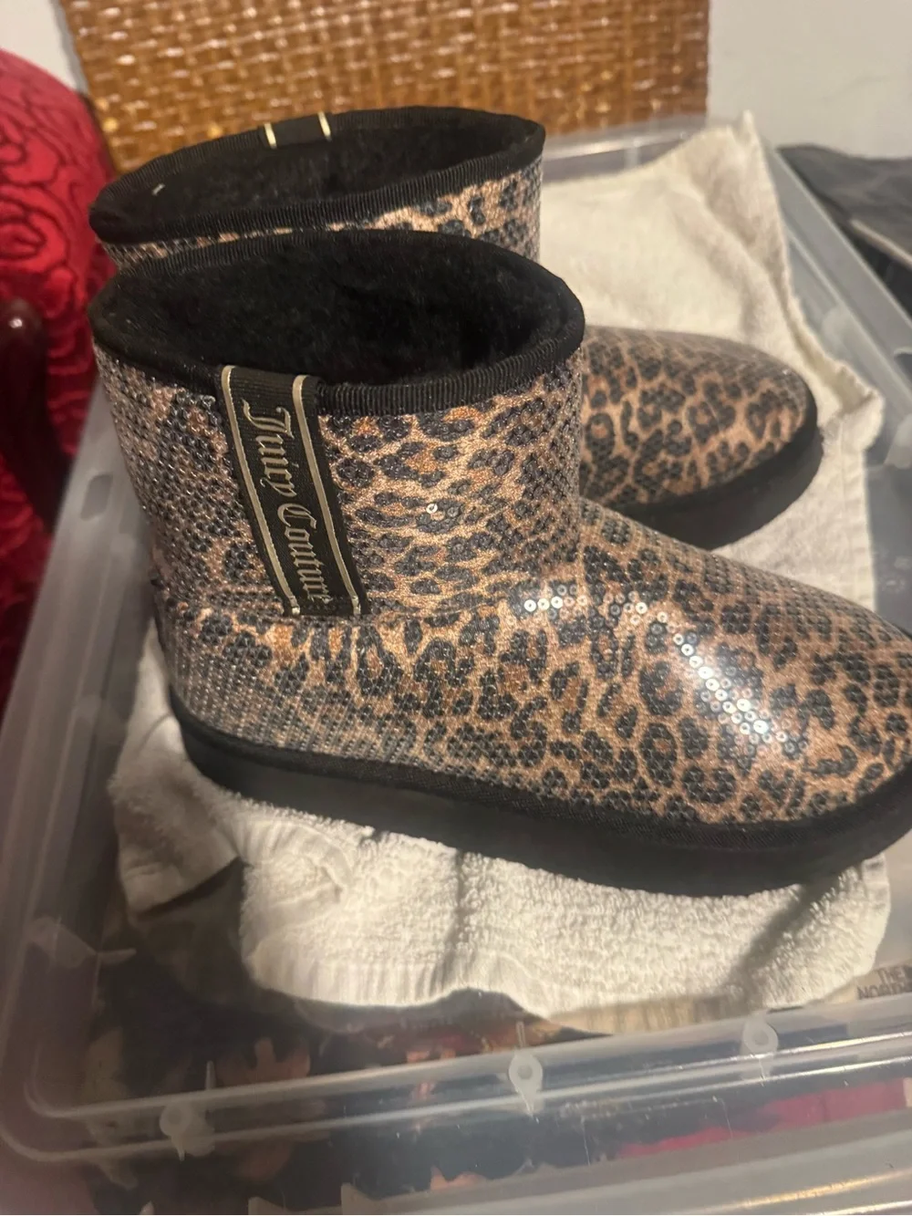 Juicy Couture Kids Leopard Print Boots - Tan/Black